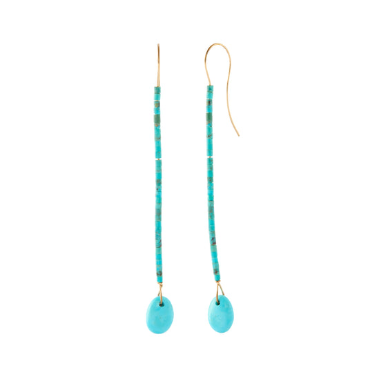 Slender Heishi Earrings - Turquoise - Main Img