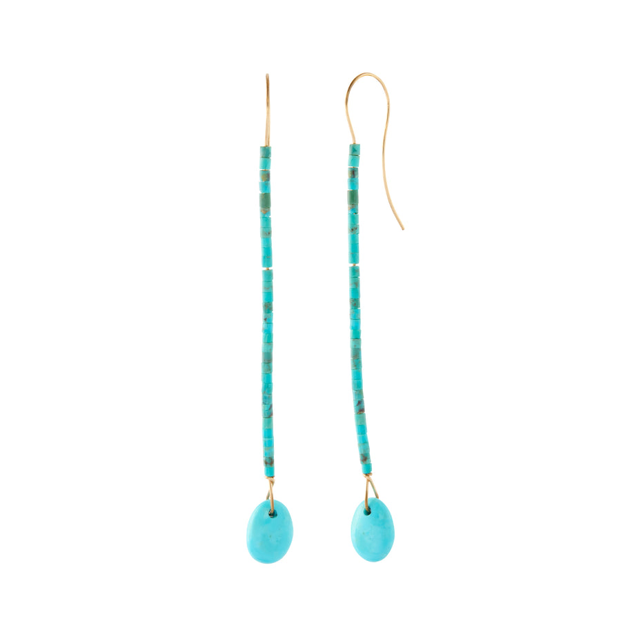 Slender Heishi Earrings - Turquoise