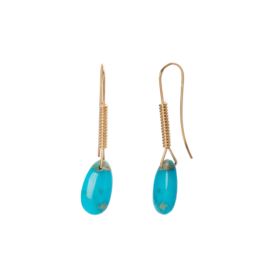 Lisa Eisner Short Turquoise Twisted Sister Earrings front and side view