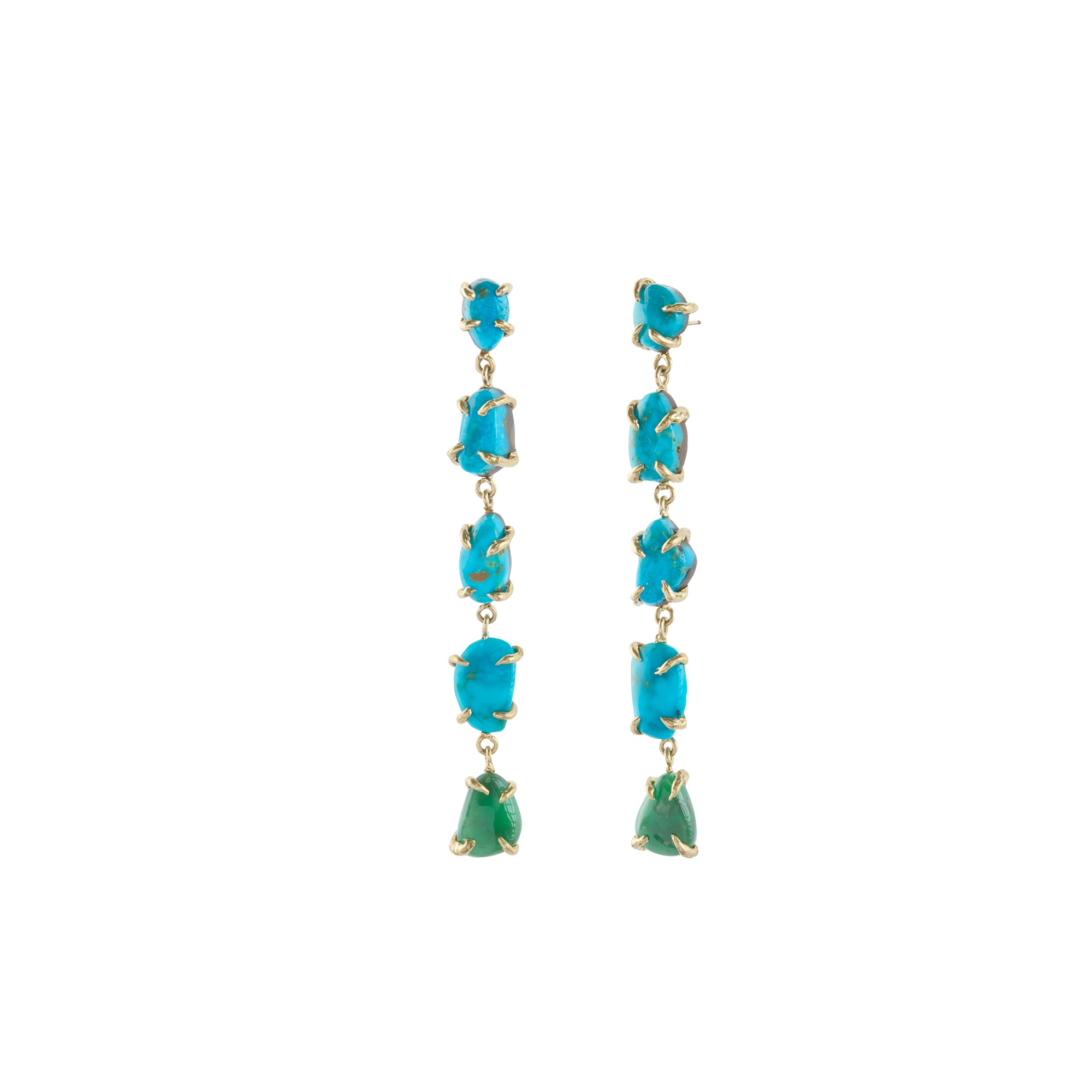 Turquoise and Variscite Snake River Earrings