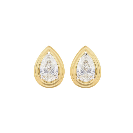 Pear Shaped Diamond Layered Stud Earrings - Main Img