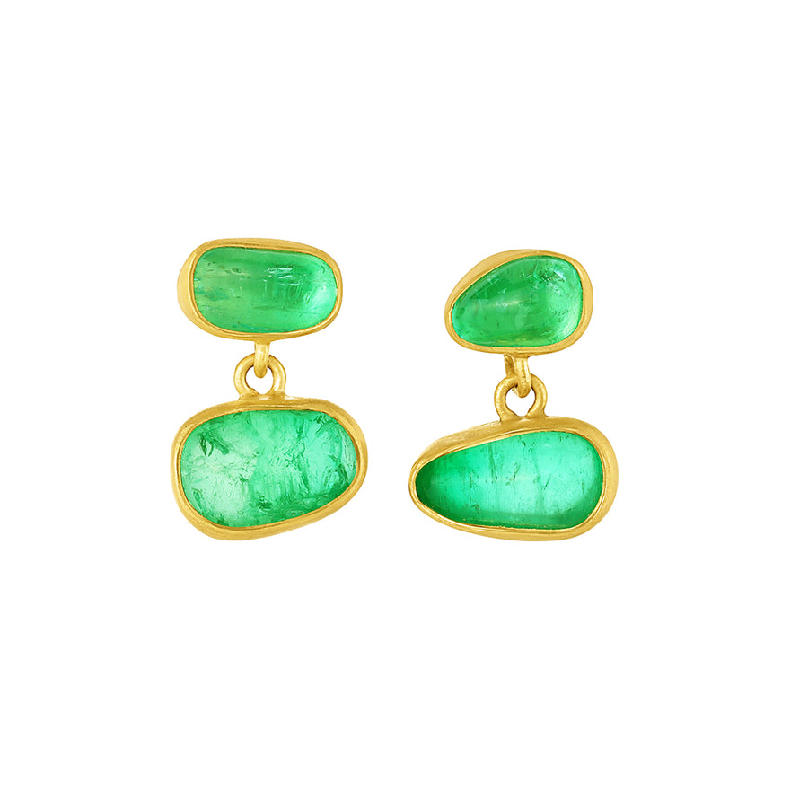 Emerald Tumble Double Drop Post Earrings