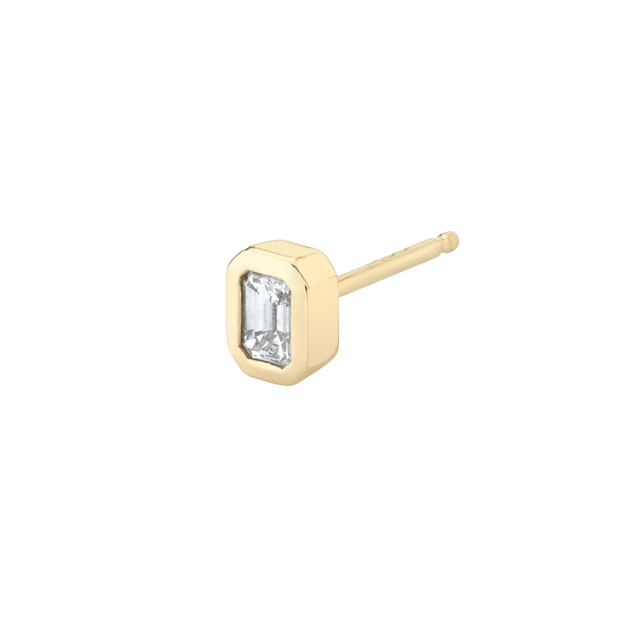 Mini Emerald Cut Diamond Stud
