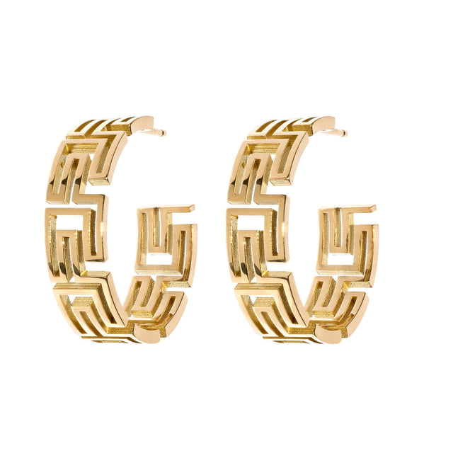 Azlee Large Greek Pattern Hoops - Earrings - Broken English Jewelry