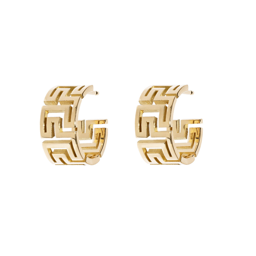 Azlee Small Greek Pattern Huggies - Earrings - Broken English Jewelry