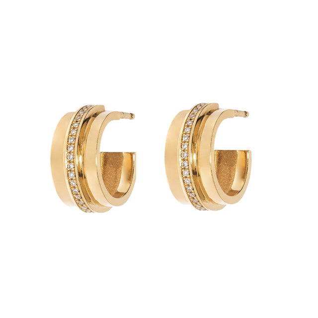 Azlee 3 Tier Staircase Huggies - Earrings - Broken English Jewelry