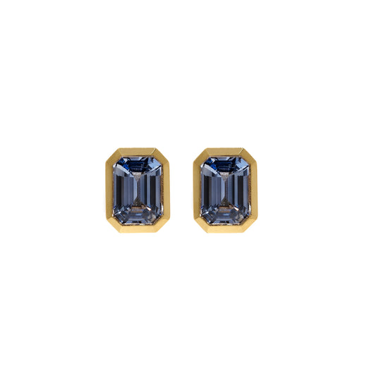 Medium Bezel Sapphire Studs - Main Img