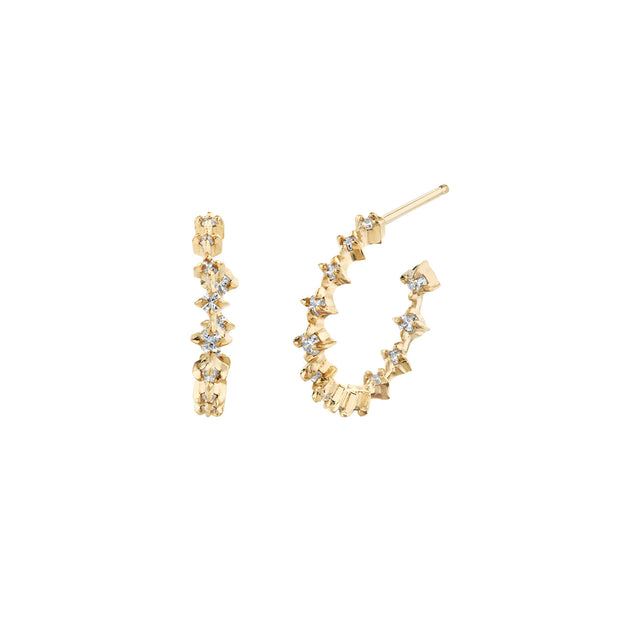 Lizzie Mandler Small Graduated Diamond Eclat Hoops - Earrings - Broken English Jewelry front and side view