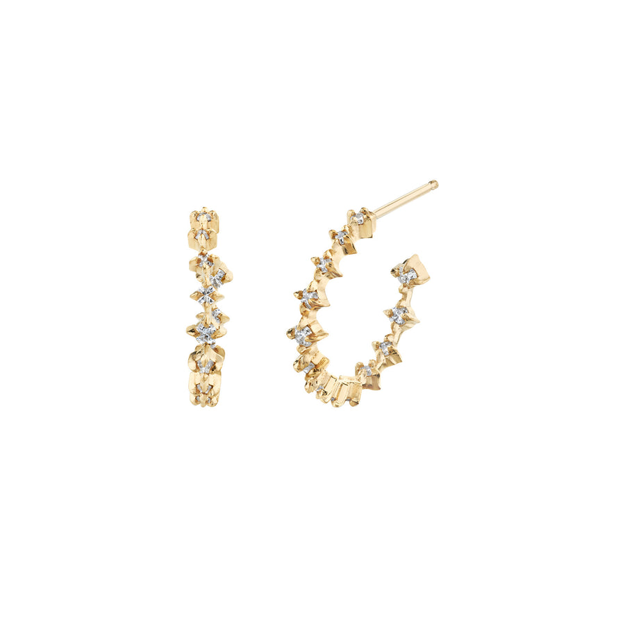 Lizzie Mandler Small Graduated Diamond Eclat Hoops - Earrings - Broken English Jewelry front and side view