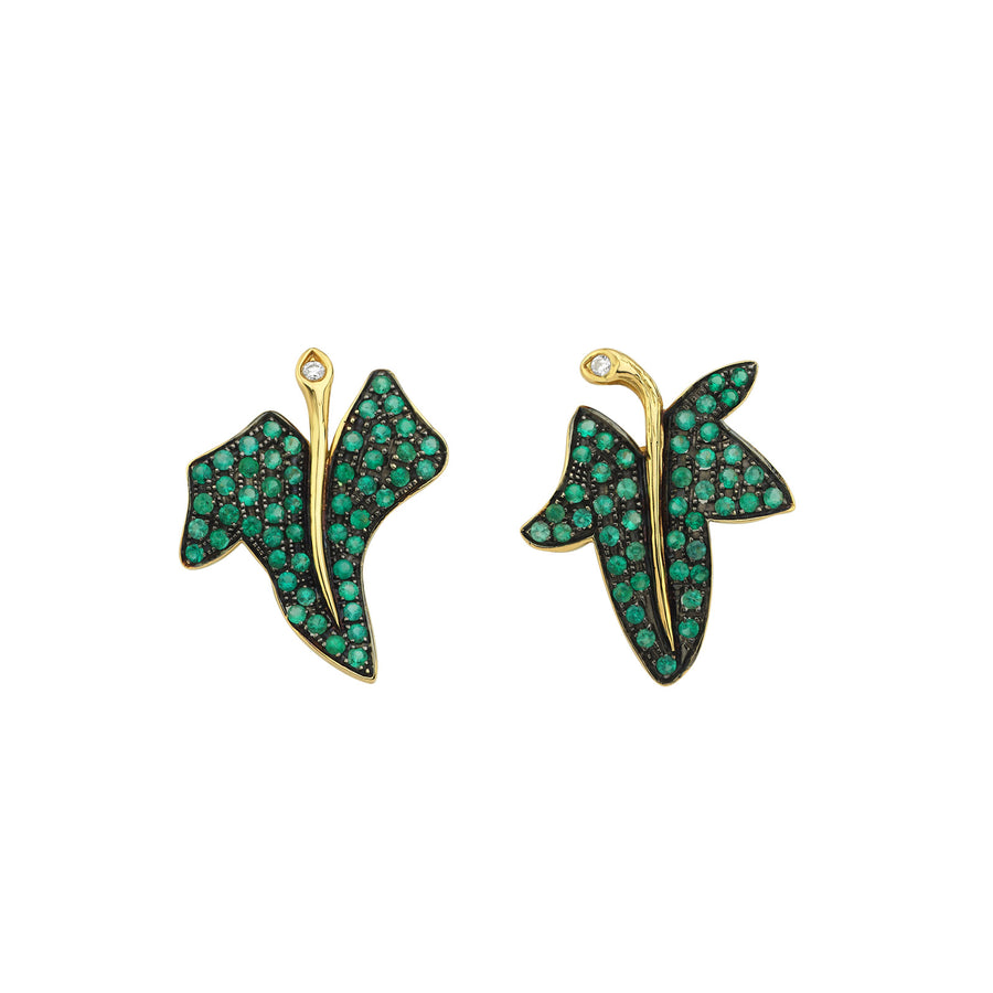 Aida Bergsen Emerald Hedera Studs - Earrings - Broken English Jewelry front view