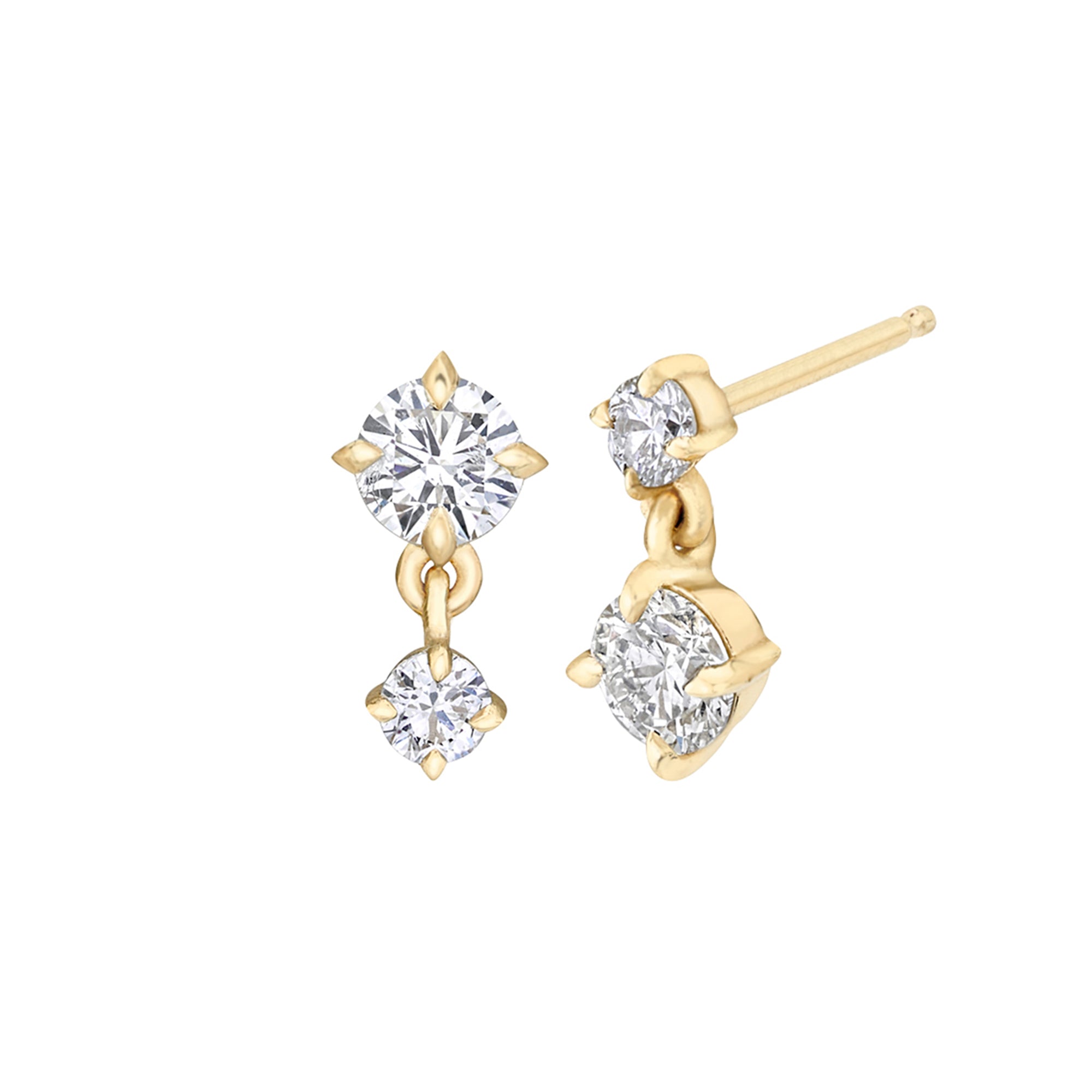 Lizzie Mandler - Diamond Eclat Alternating Double Drop Earrings