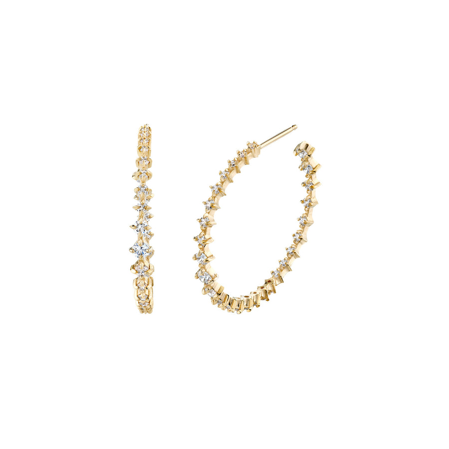 Lizzie Mandler Medium Graduated Diamond Eclat Hoops - Earrings - Broken English Jewelry front and side view