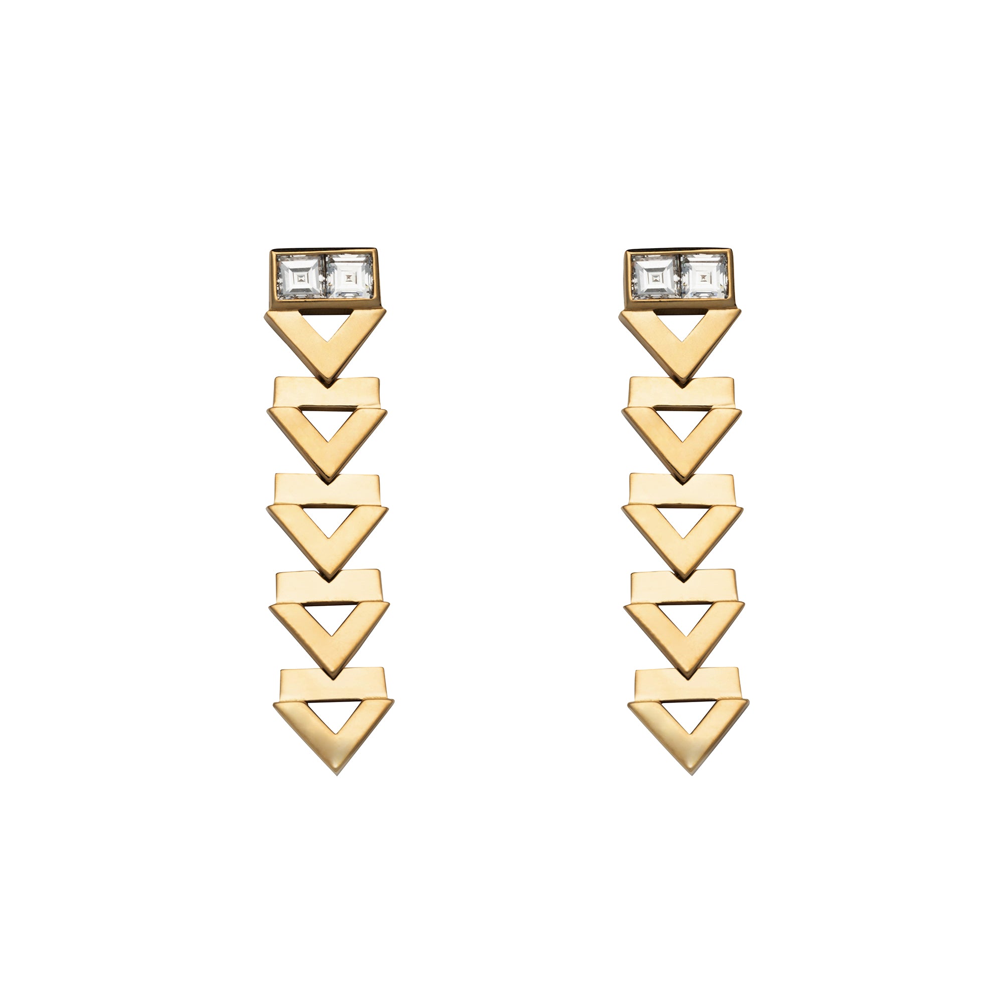 White Pave Diamond Chevron Drop Earrings