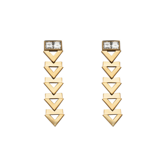 White Pave Diamond Chevron Drop Earrings
