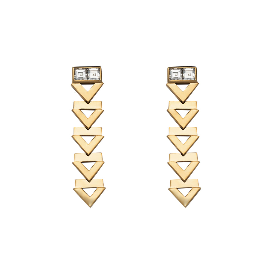 White Pave Diamond Chevron Drop Earrings