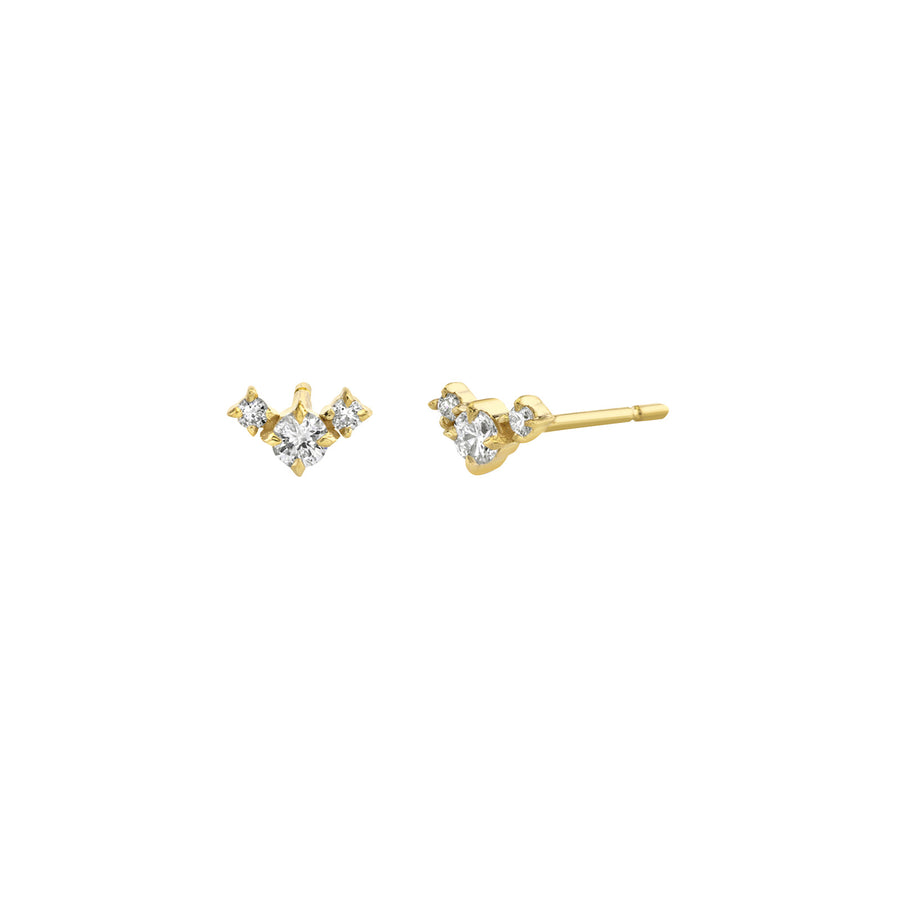 Lizzie Mandler Eclat Triple V Stud Earrings - Earrings - Broken English Jewelry front and side view
