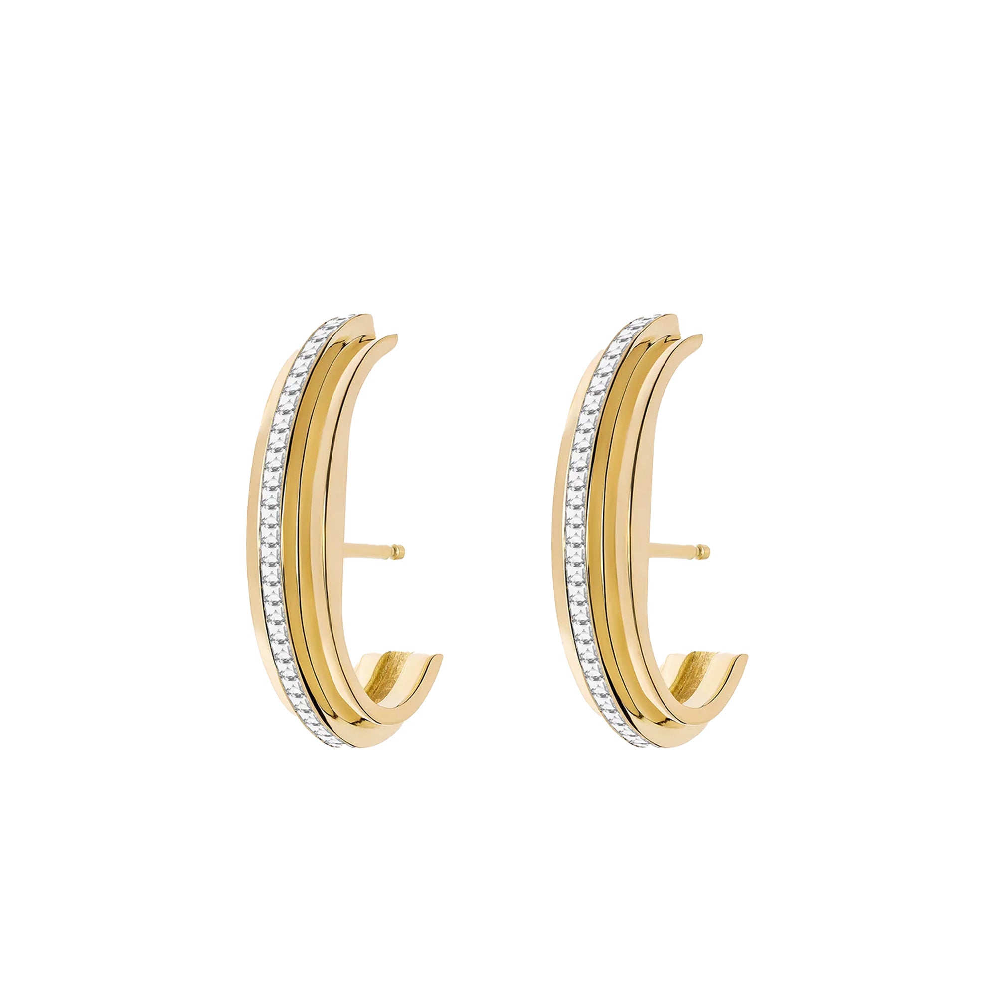 Staircase Carre Cuffed Studs in 18K Yellow Gold