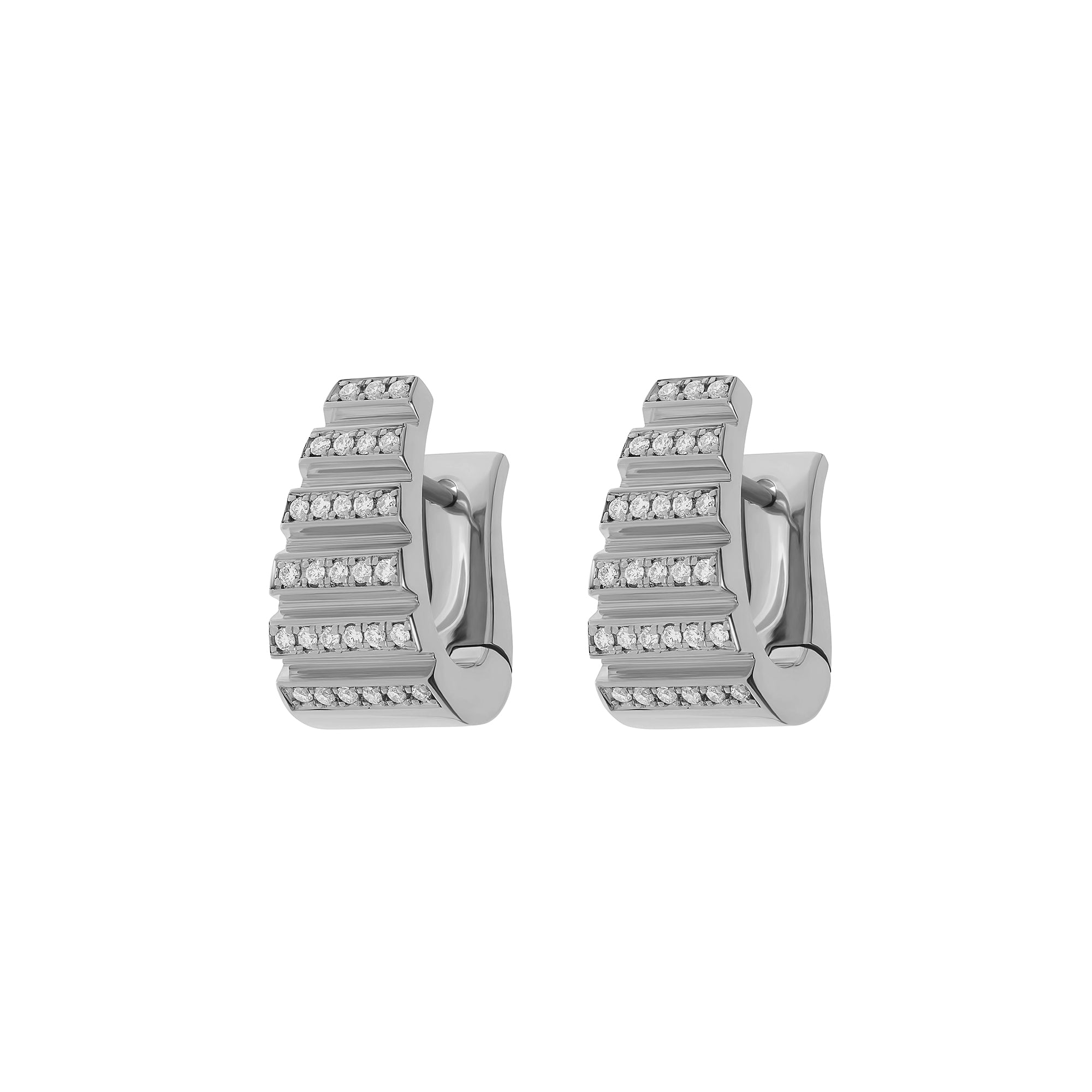 Azlee - Pave Diamond Large Escalier Hoop Earrings