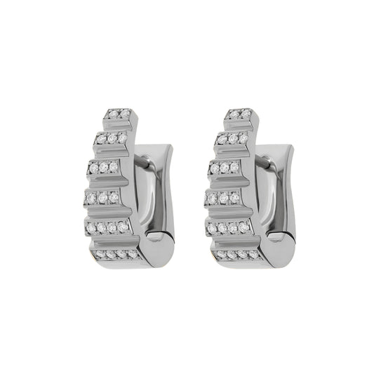 Pave Diamond Small Escalier Hoop Earrings - Main Img