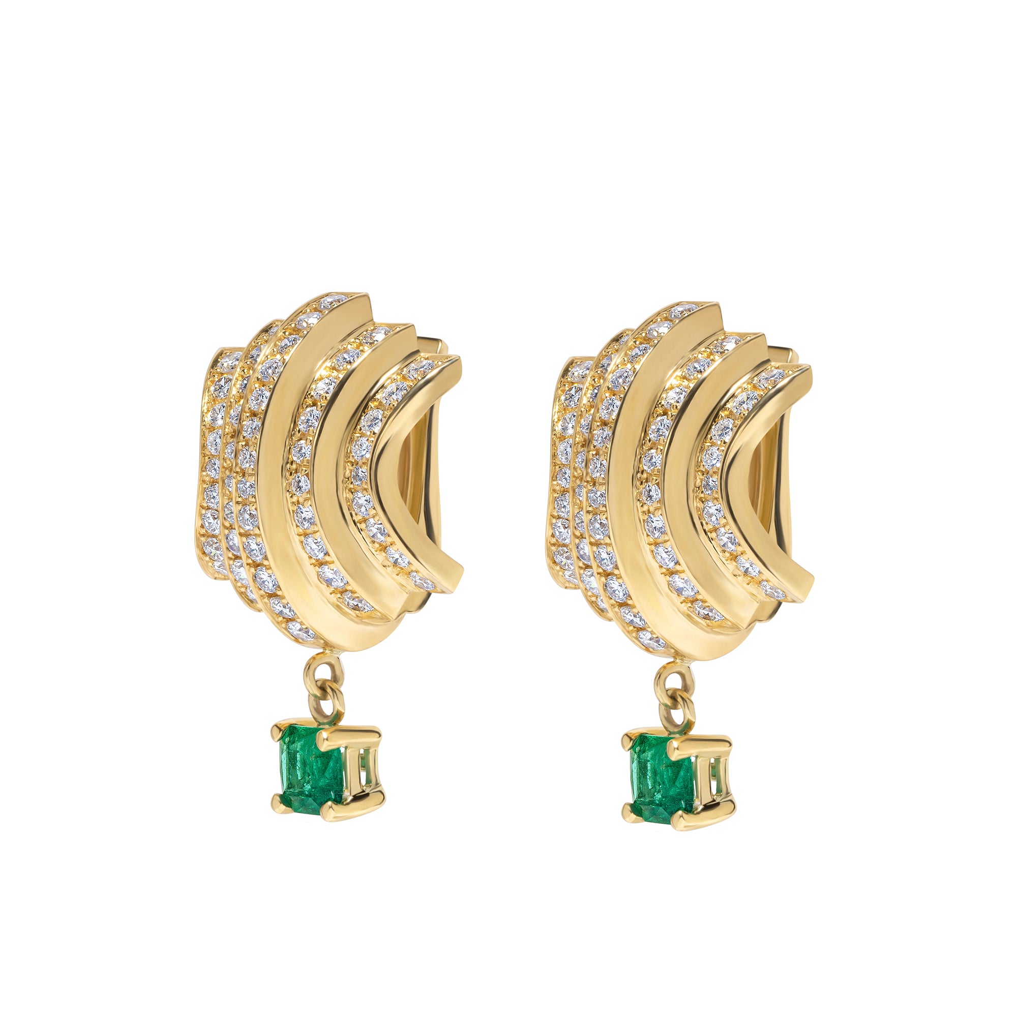 Fluid Staircase Drop Earrings in 18K Yellow Gold