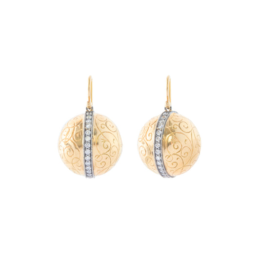 Engraved Ball Earrings - Main Img