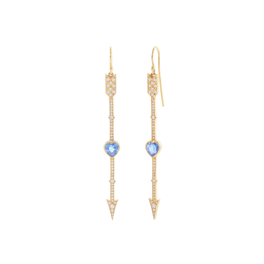 Heart Arrow Earrings - Sapphire and Diamond