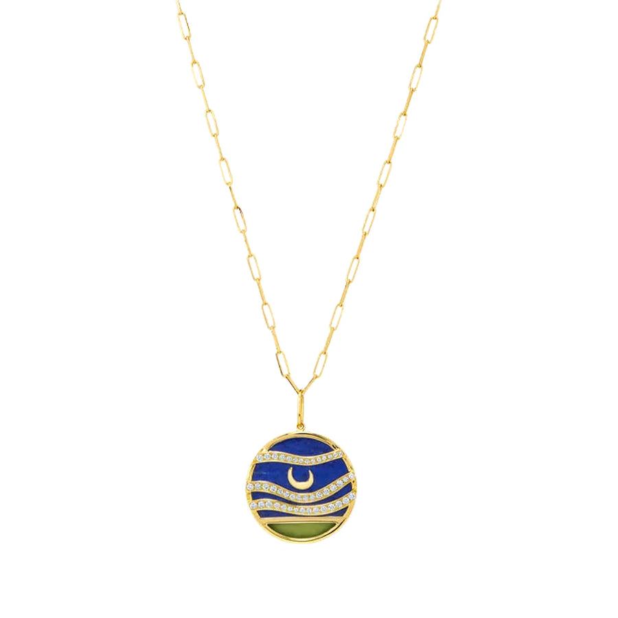 Sauer Lapis Lazuli Tarsila A Lua Pendant Necklace - Necklaces - Broken English Jewelry front view