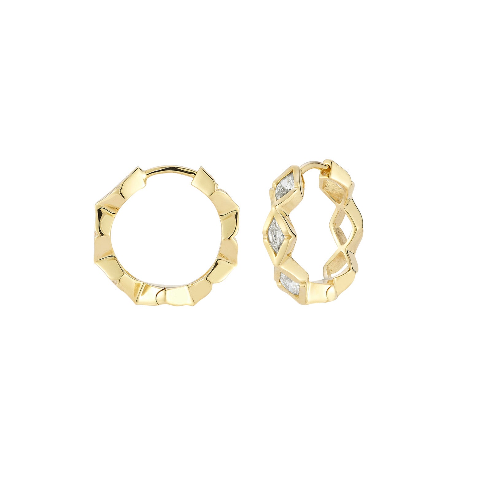 Ark Dreamscapes Baby Huggies - Earrings - Broken English Jewelry, front and side view