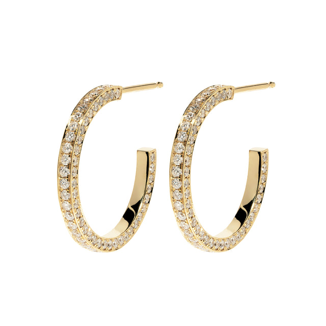 Azlee - Diamond All Over Hoop Earrings