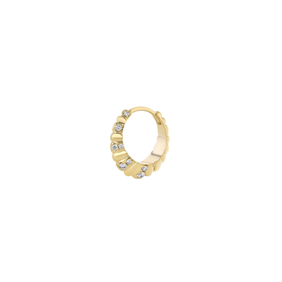 Lizzie Mandler Pave Diamond Fluted Crescent Huggie - Earrings - Broken English Jewelry side view