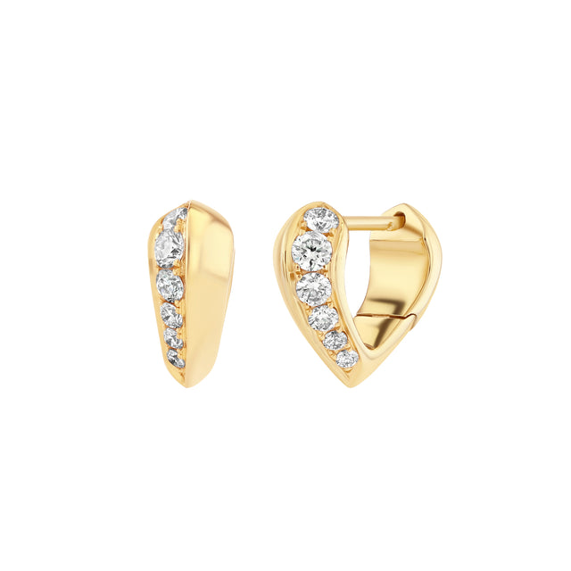 Small Diamond Knife Edge Heart Huggie