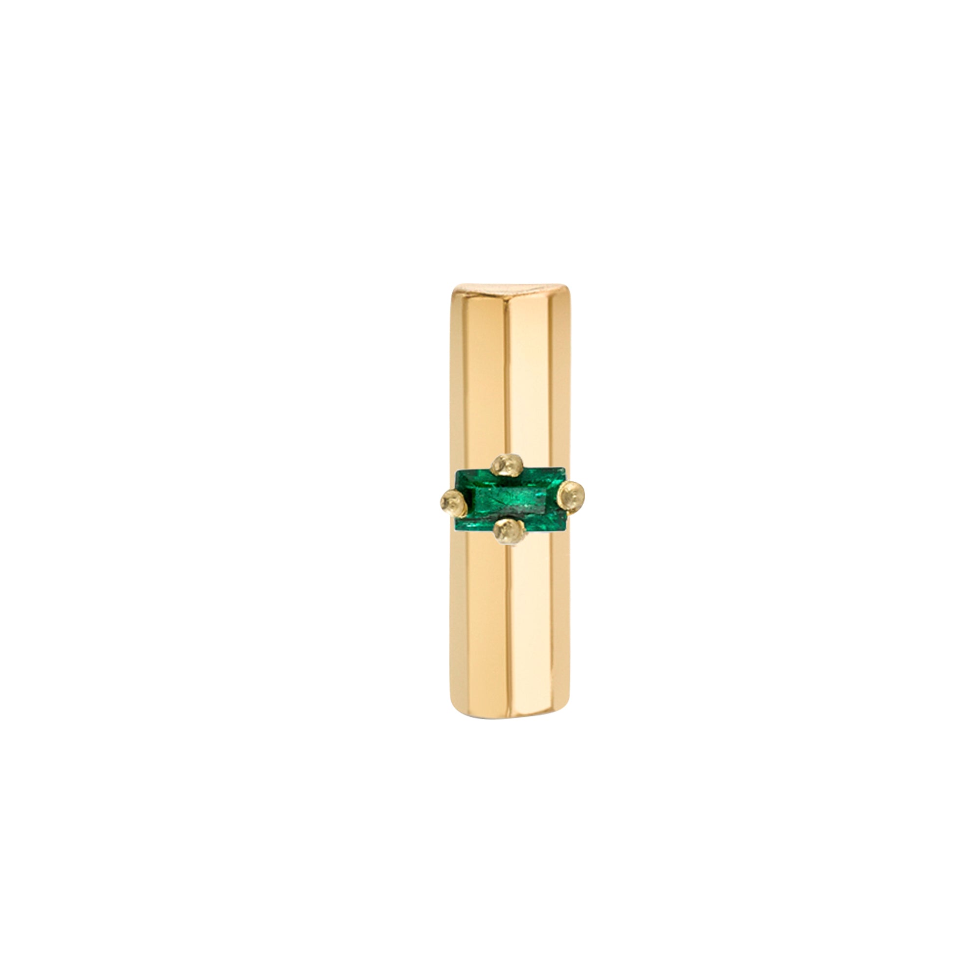 Lizzie Mandler -  Emerald Knife Edge Bar Stud Earring