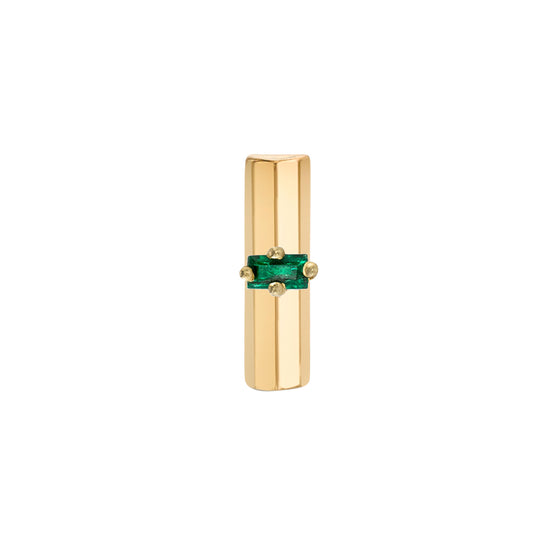 Emerald Knife Edge Bar Stud Earring - Main Img