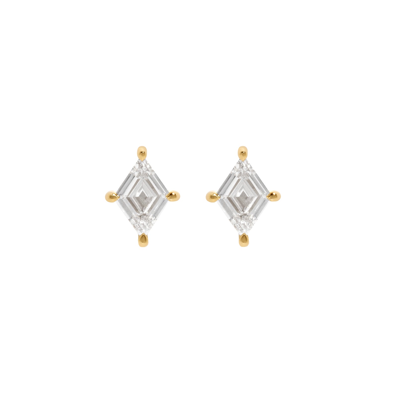 Azlee Lozenge Diamond Prong Studs, front view