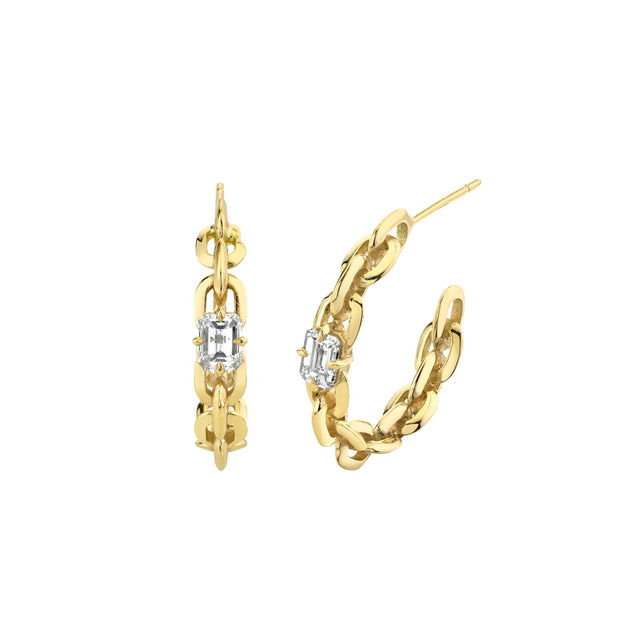 Lizzie Mandler Medium Link Chain Hoops - Earrings - Broken English Jewelry front and side view