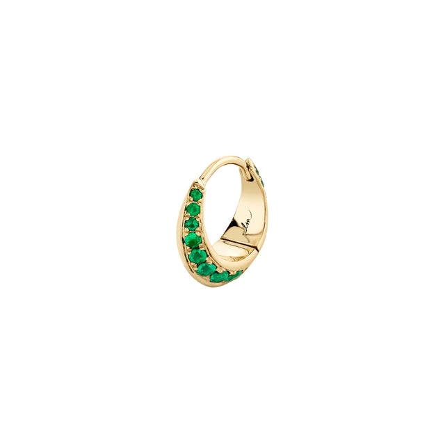 Emerald Crescent Huggie Hoop