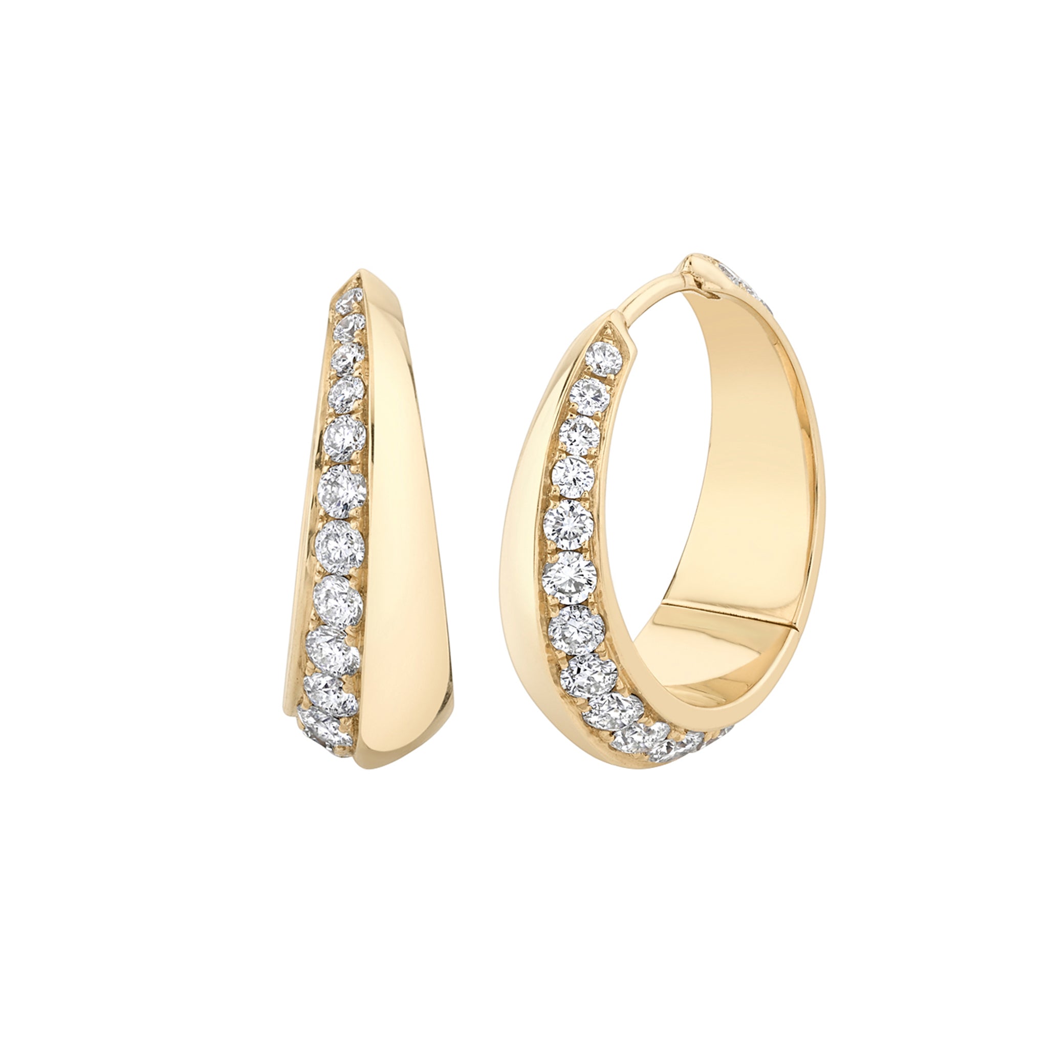 Large Pave Crescent Hoops