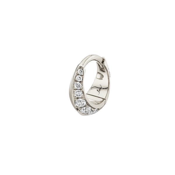 【Lizzie Mandler】 Pave Mini Crescent Hoop 片面 One Sided Pave Mini Crescent Hoop - Lizzie Mandler