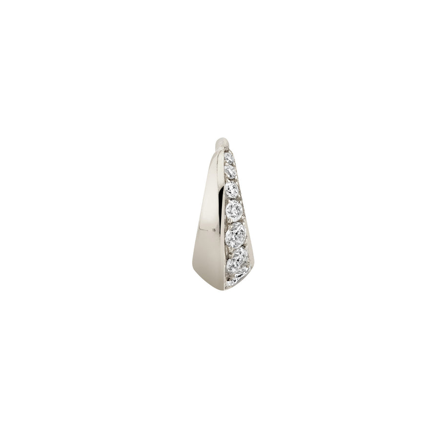 Lizzie Mandler One Sided Mini Pave Diamond Crescent Hoop - Left - Earrings - Broken English Jewelry