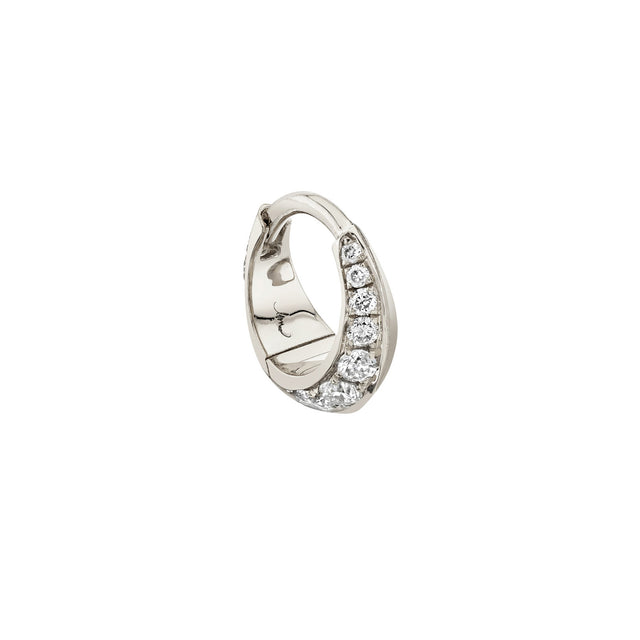 Lizzie Mandler One Sided Mini Pave Diamond Crescent Hoop - Right - Earrings - Broken English Jewelry side view