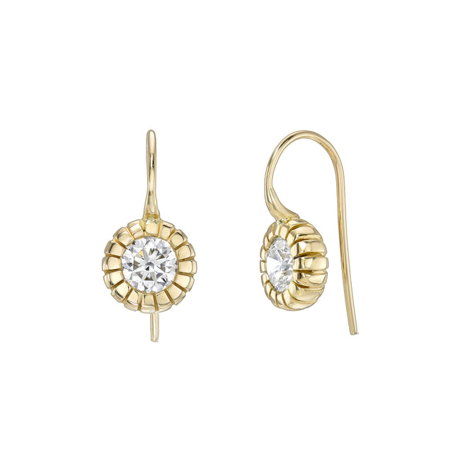 Retrouvai One-Of-A-Kind Heirloom Bezel Earrings - Earrings - Broken English Jewelry front and angled view
