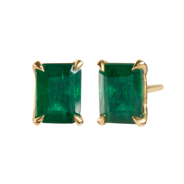 Emerald Rectangular Stud Earrings