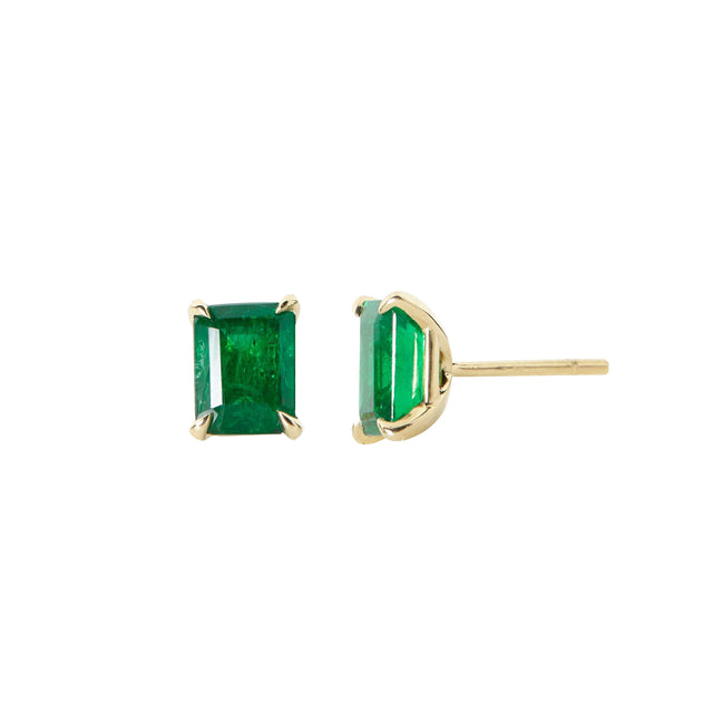 Emerald Rectangular Stud Earrings
