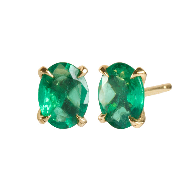 Emerald Oval Stud Earrings