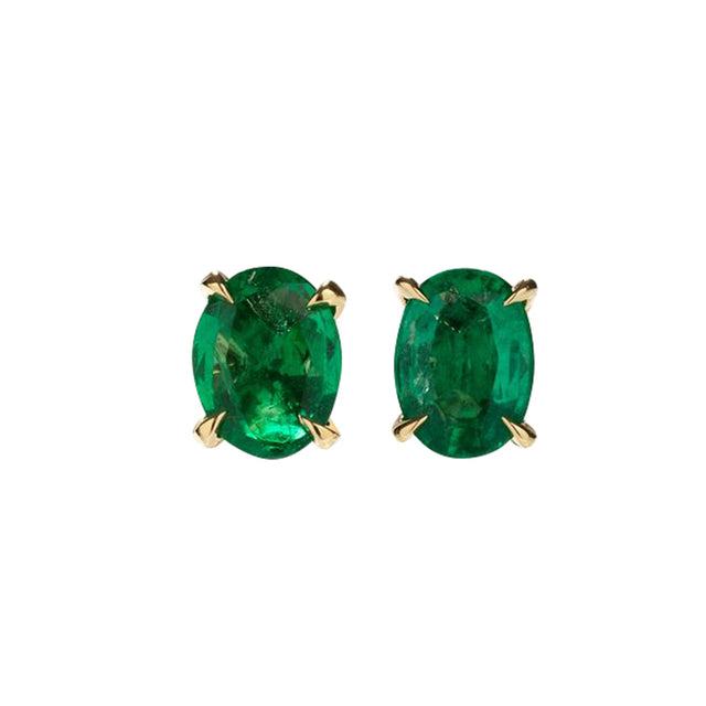 Emerald Oval Stud Earrings