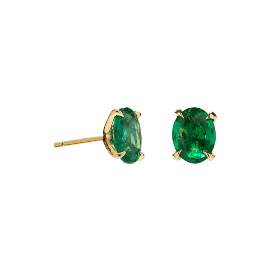 Emerald Oval Stud Earrings
