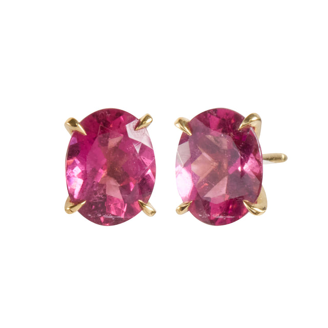 Rubellite Oval Stud Earrings