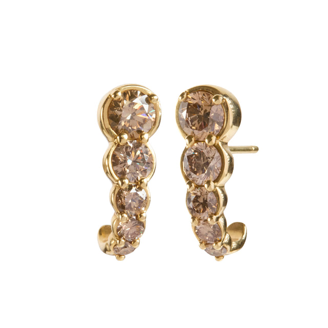 Brown Diamond Curled Earrings