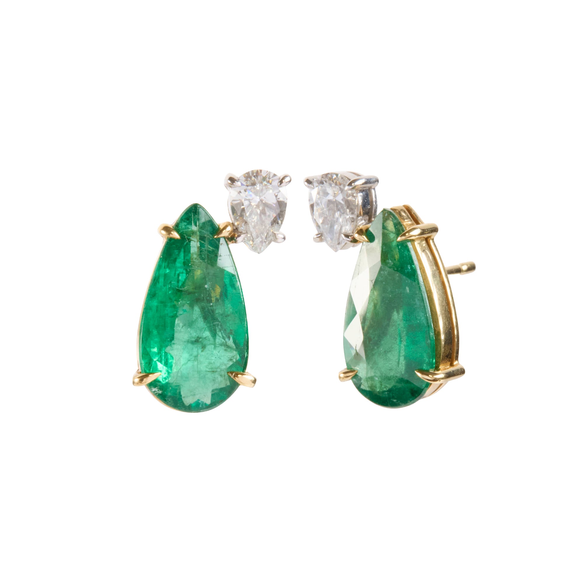 Emerald Double Pear Stud Earrings