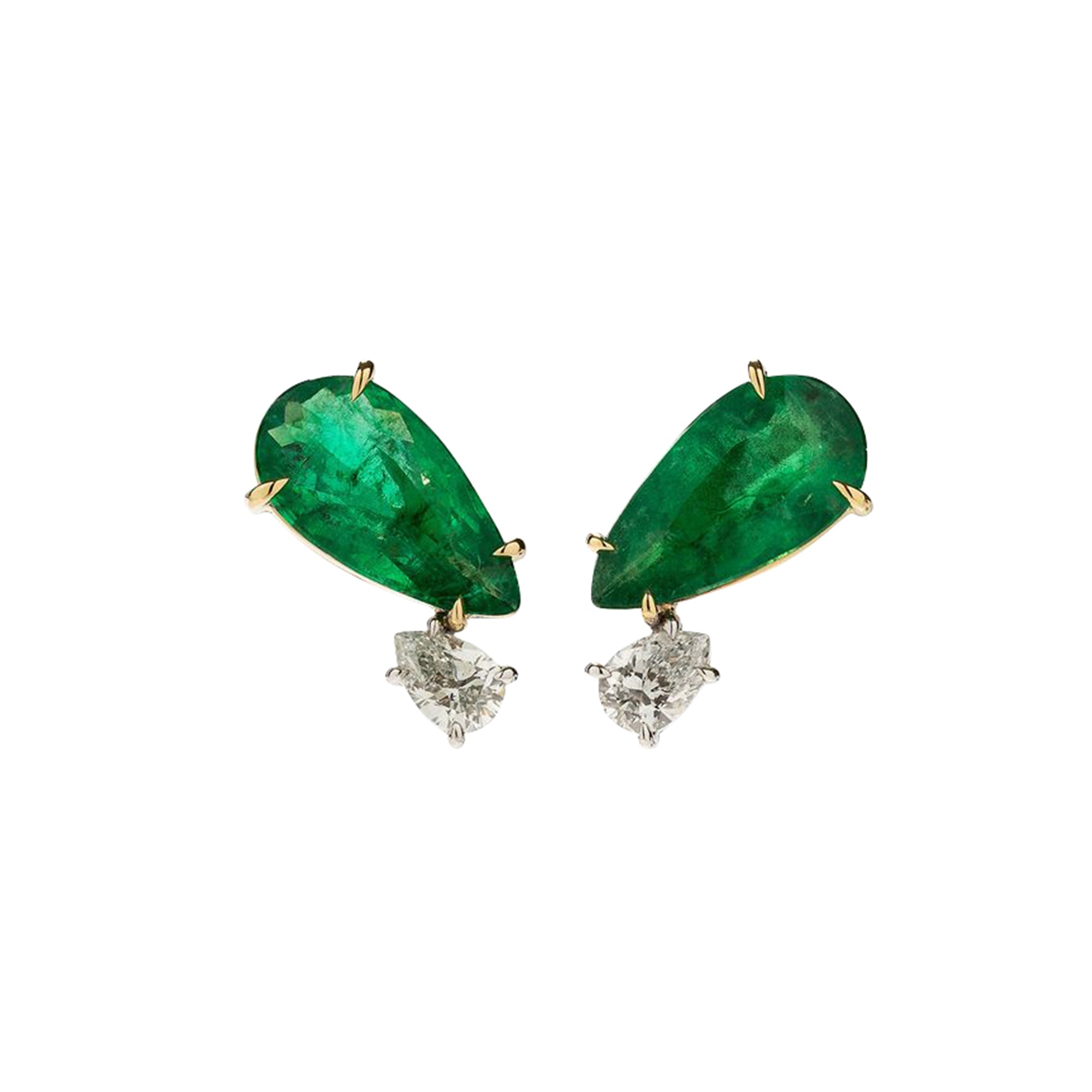 Emerald Double Pear Stud Earrings